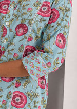 Baby Blue Bloom Kurta Pant Set