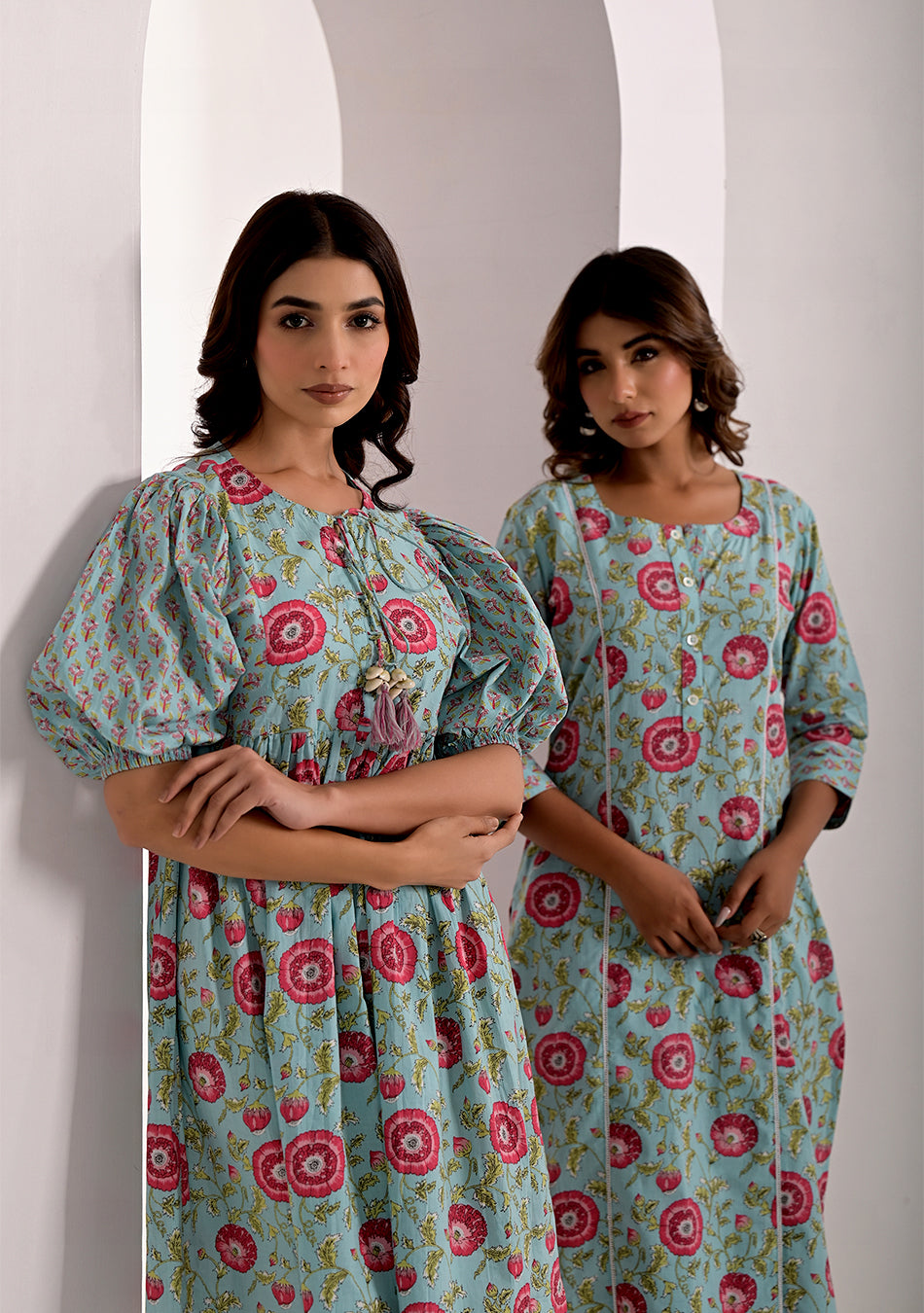 Baby Blue Bloom Kurta Pant Set