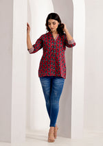CRIMSON PRINTED FLORAL TOP
