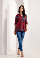 CRIMSON PRINTED FLORAL TOP