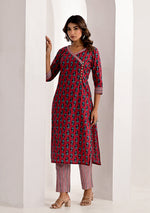 Crimson Printed Floral Kurta Pant Set