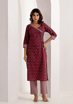 Crimson Printed Floral Kurta Pant Set