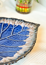 Leaf Blue-Grey Ceramic Platter Set