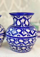 Blue Pottery White Matka Vase