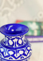 Blue Pottery White Matka Vase