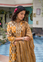 Brown and Mustard Suit Set with Dupatta