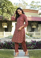 Maroon Printed Shirt Style Co-ord Set