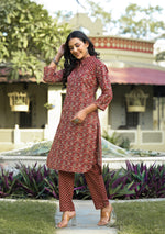 Maroon Printed Shirt Style Co-ord Set