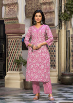 Pink Floral Printed Suit Pant with Dupatta