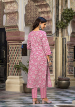 Pink Floral Printed Suit Pant with Dupatta
