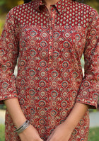Maroon Printed Shirt Style Co-ord Set