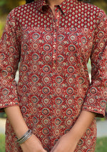 Maroon Printed Shirt Style Co-ord Set