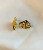 Golden Fan Stud Earrings