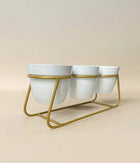 Ivory Pots Trio with Golden Stand