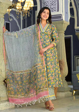 Evergreen Elegance Suit Set with Kota Dupatta