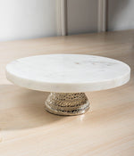 Silver Sheen Marble Serving Stand