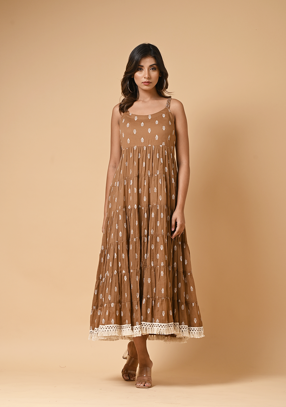 Ammanya Coffee Tiered Dress