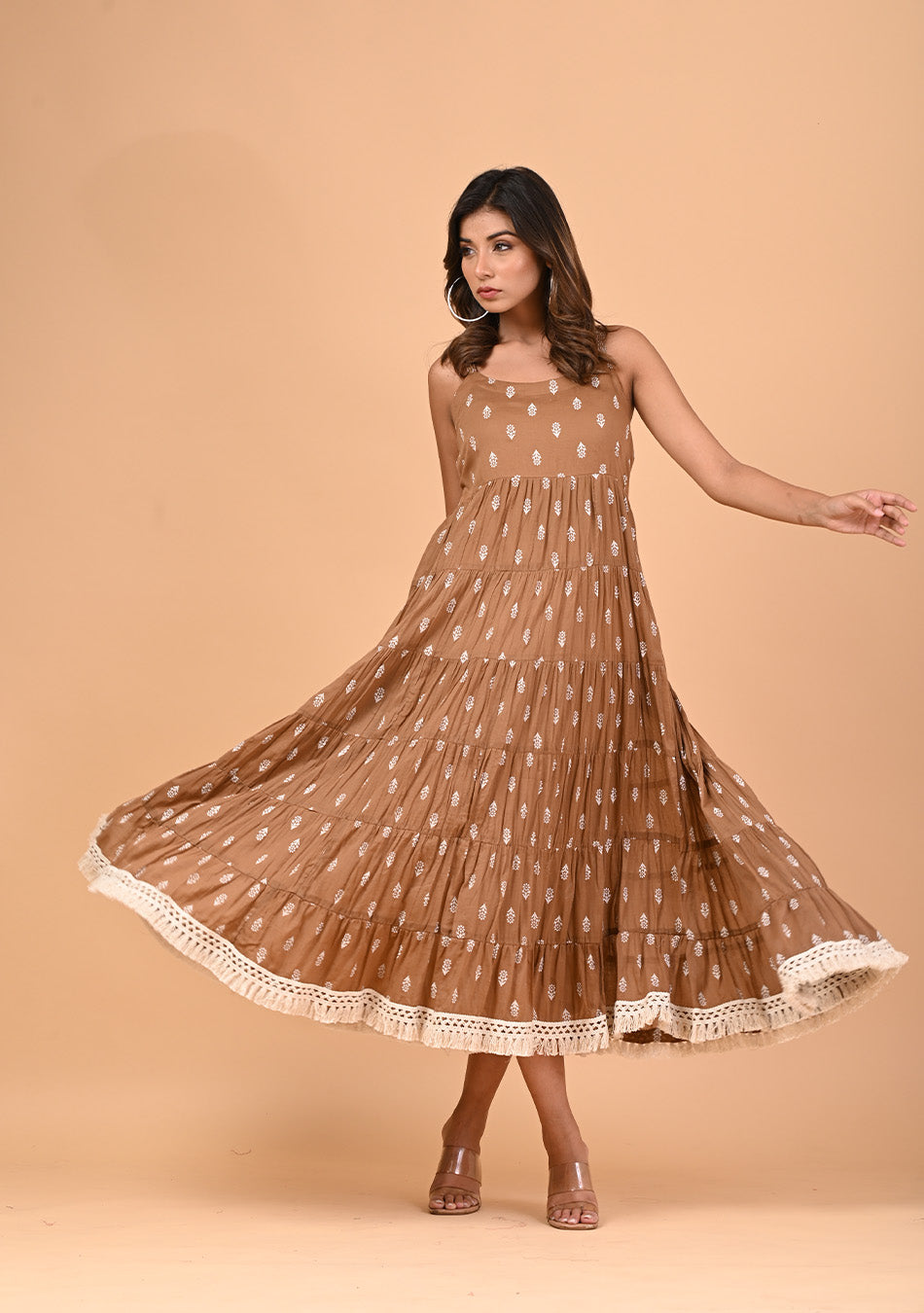 Ammanya Coffee Tiered Dress