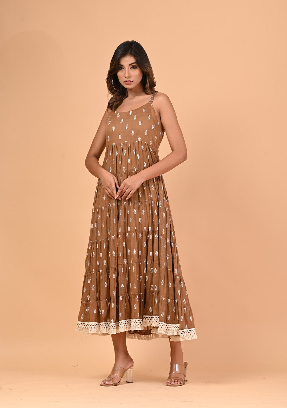 Ammanya Coffee Tiered Dress
