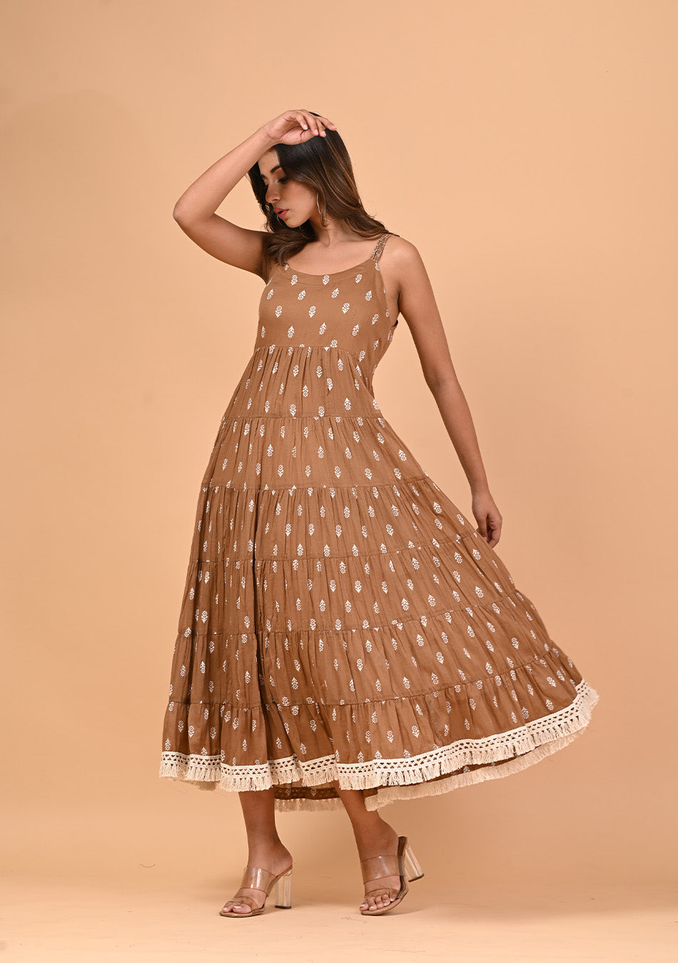 Ammanya Coffee Tiered Dress
