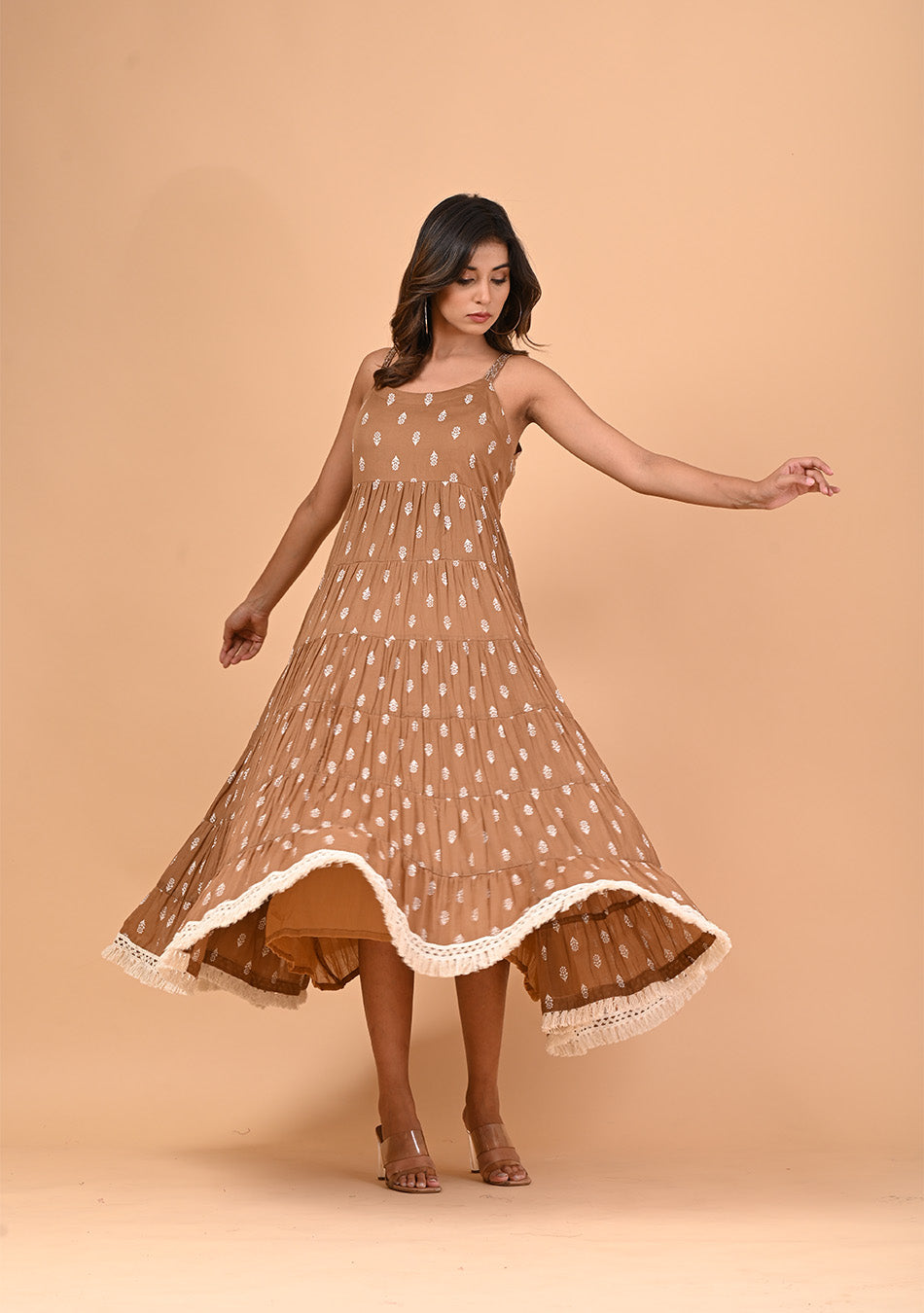 Ammanya Coffee Tiered Dress