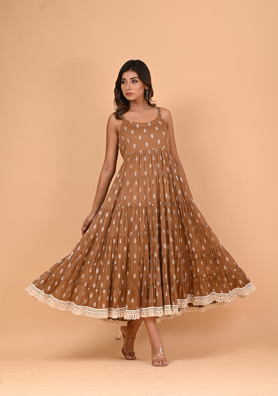 Ammanya Coffee Tiered Dress
