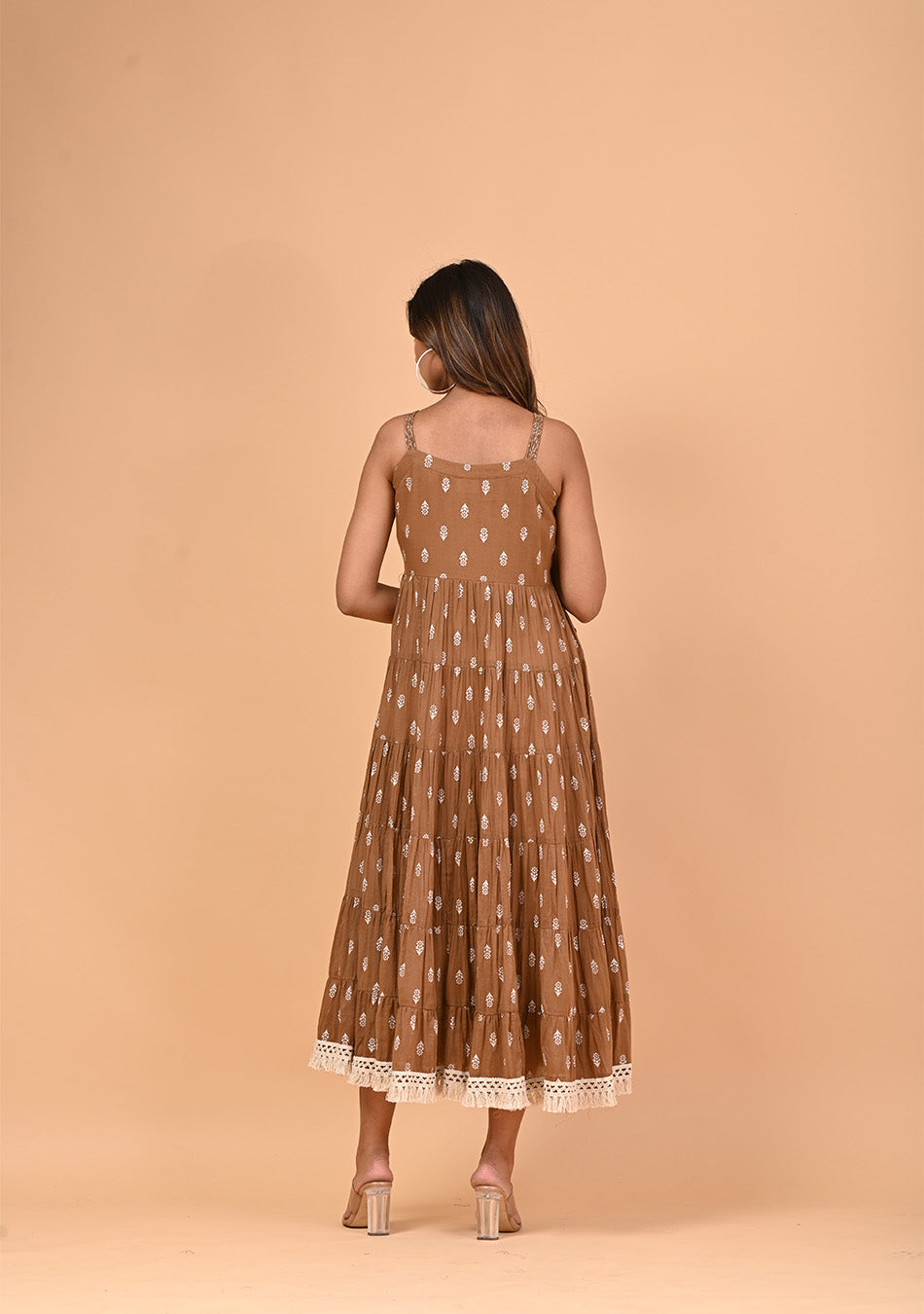 Ammanya Coffee Tiered Dress