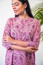 Hand-Block Printed Deep Pink Kurta and Pant Set