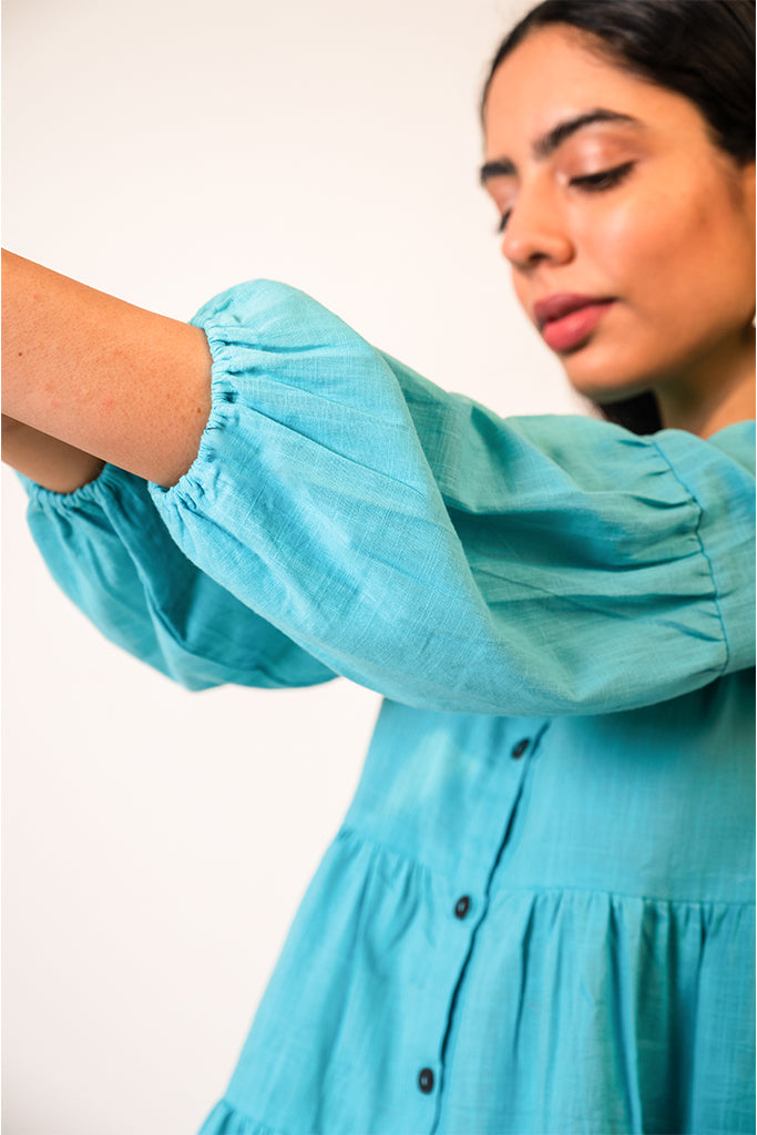 Bright Blue Balloon Cuffs Top