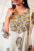 Hand-Block Printed Paislei Pattern White Kurta & Pant Set