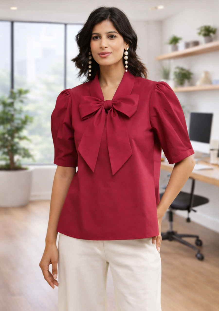 Berry Red Bow Top
