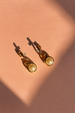 Golden Wave Pearl Earrings