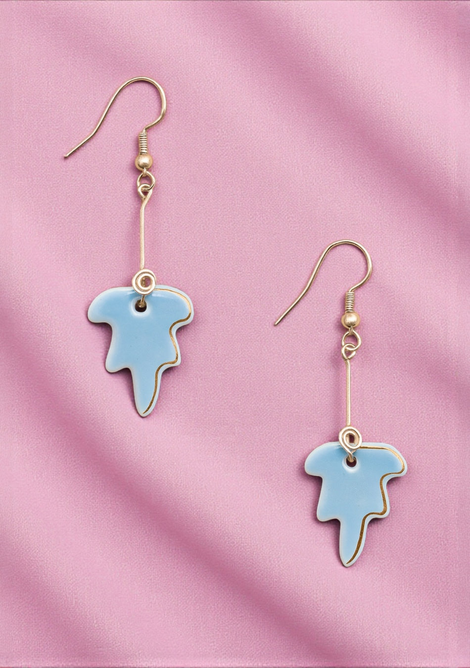 Blue Leaf Porcelain Earrings