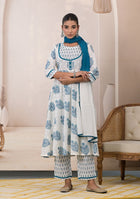 Blue Blossom Cotton Anarkali Suit