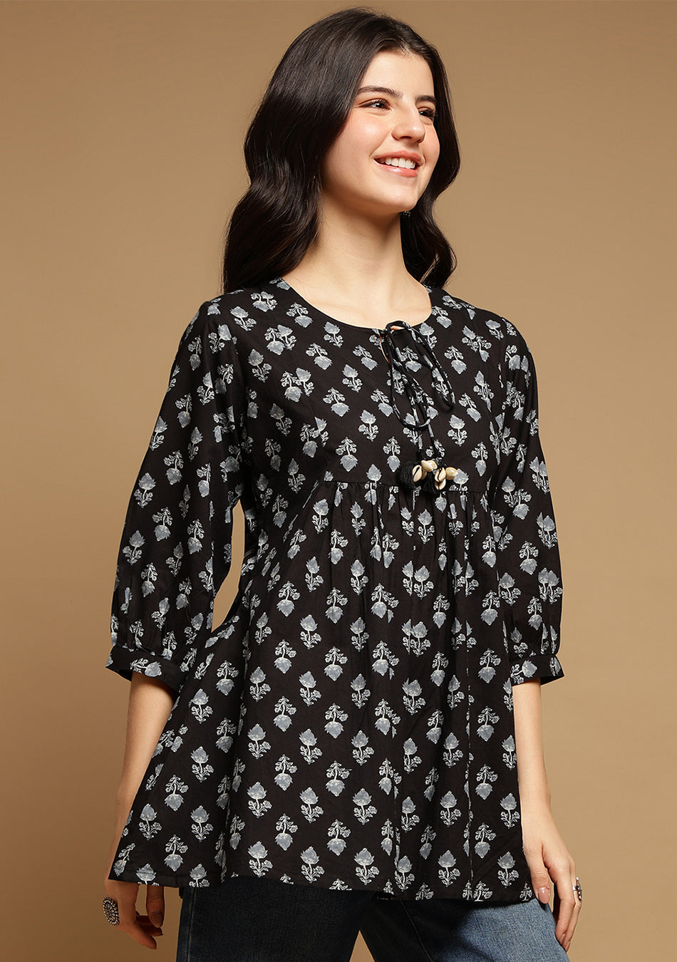 Black Printed Top