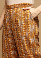 Brown and Mustard Suit Set with Dupatta