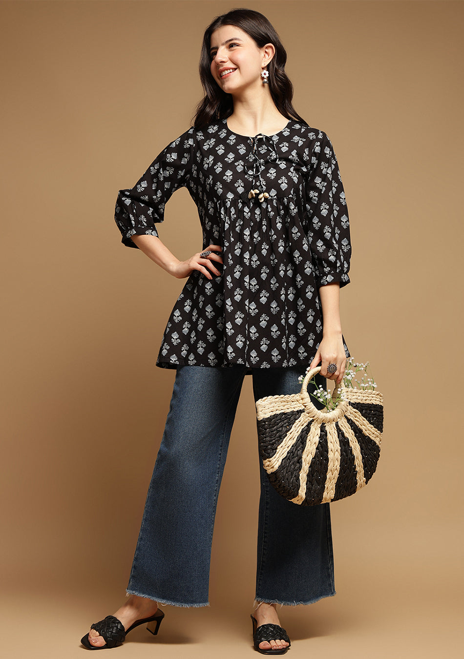 Black Printed Top