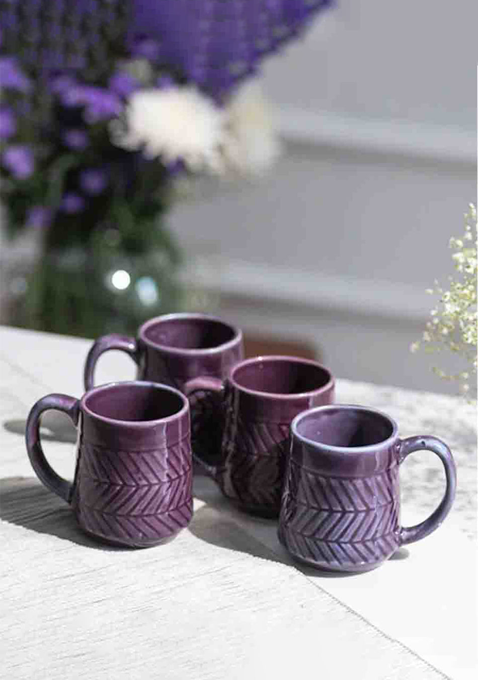 Purple Sunbird Mugs - Handcrafted