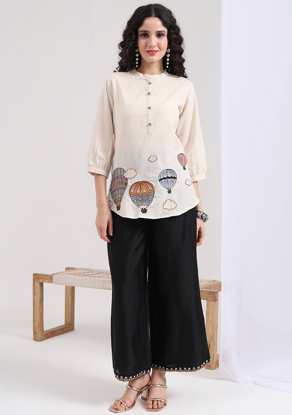 Creamy Dreamscape Embroidered Tunic