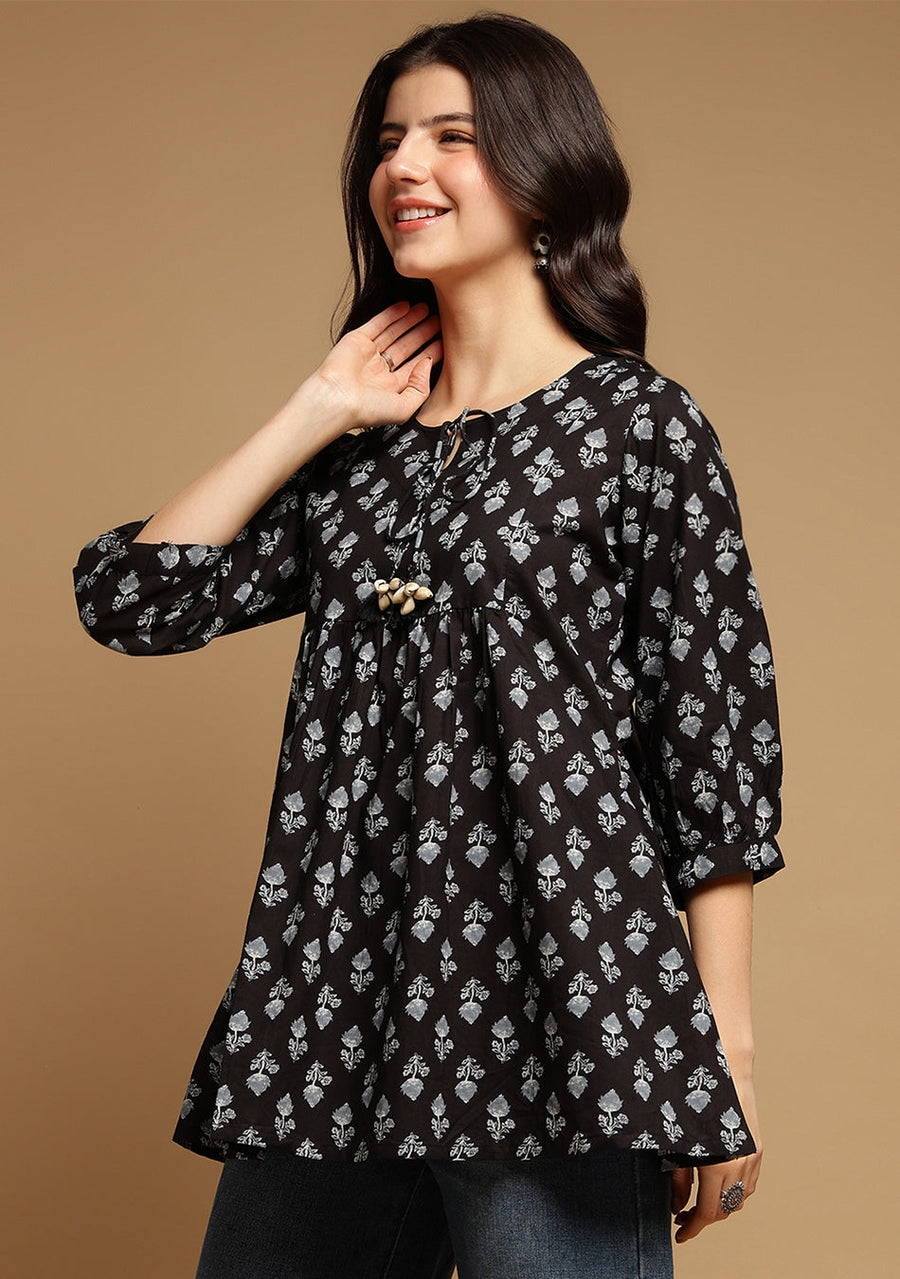 Black Printed Top