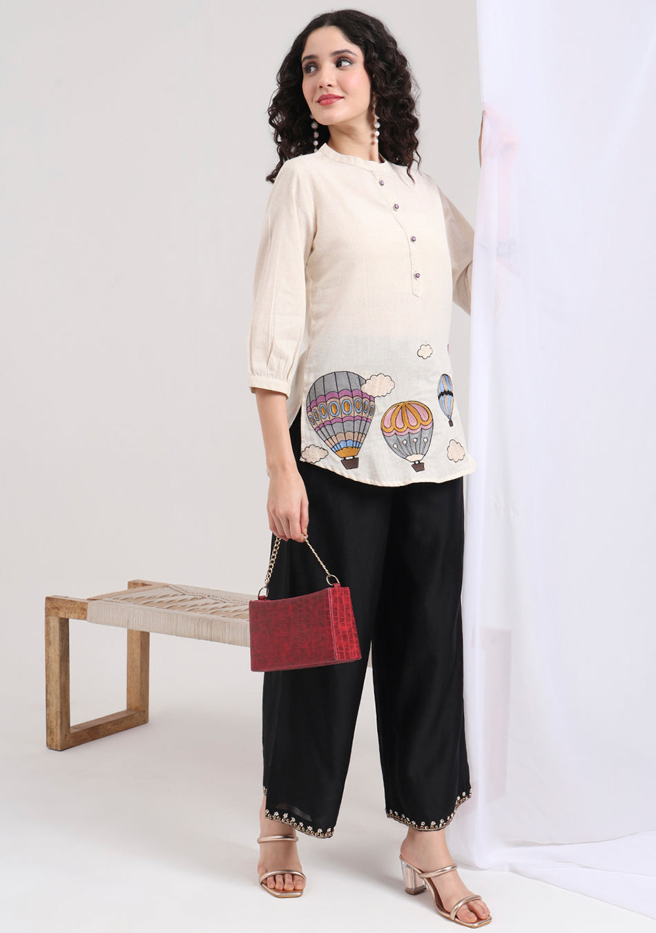 Creamy Dreamscape Embroidered Tunic