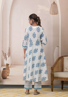 Blue Blossom Cotton Anarkali Suit