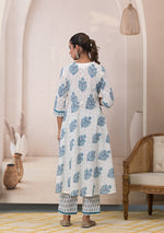 Blue Blossom Cotton Anarkali Suit