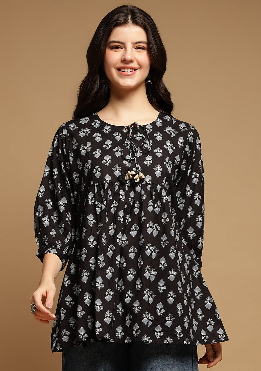 Black Printed Top