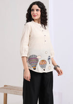 Creamy Dreamscape Embroidered Tunic