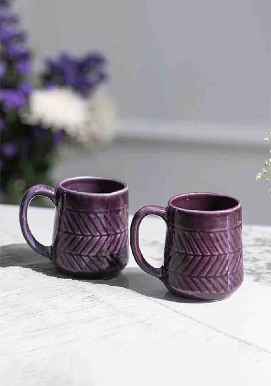 Purple Sunbird Mugs - Handcrafted