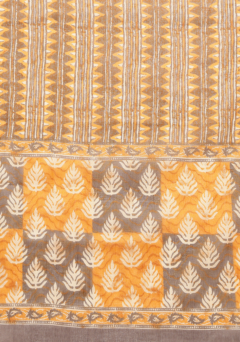 Brown and Mustard Suit Set with Dupatta