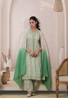 Mint Blossom Anarkali Suit with Dupatta