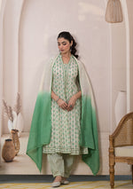 Mint Blossom Anarkali Suit with Dupatta