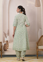 Mint Blossom Anarkali Suit with Dupatta
